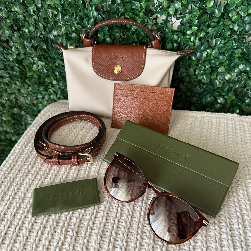 *Sale* Longchamp Mini Handbag Crossbody Bundle With Cardholder And Sunglasses